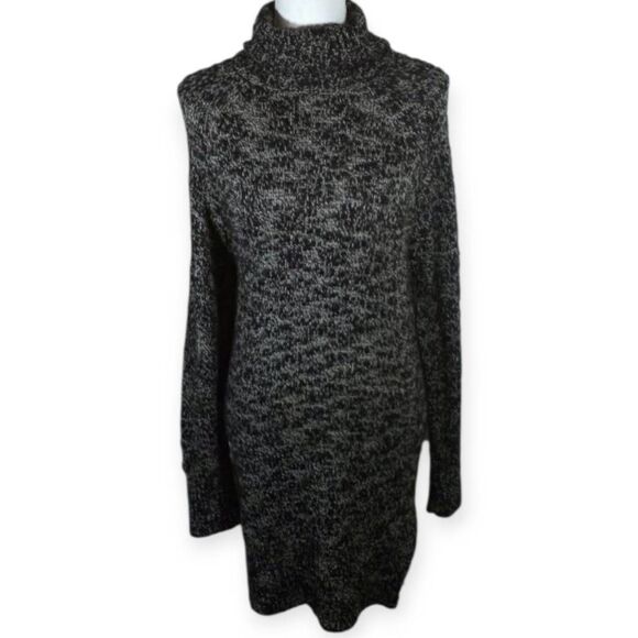 POOF BLACK MARBLED TURTLENECK SWEATER Sz.L EUC - Picture 1 of 7